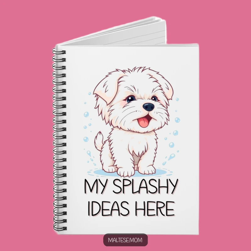 Funny Maltese Puppy Notebook, Splashy Shake-Off Journal Gift