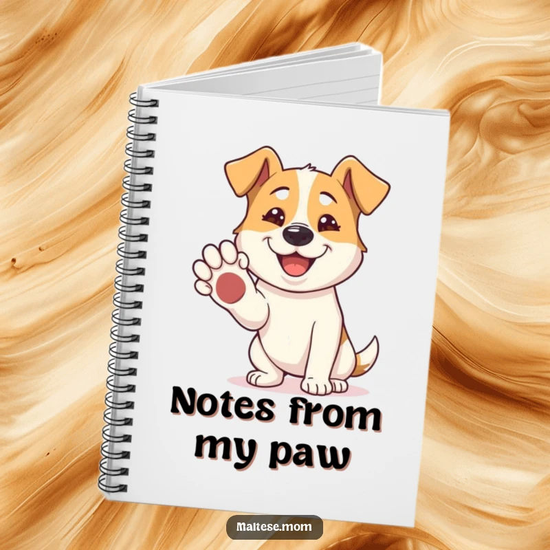 Funny Notebook: A dog extends its paw for a shake, its happy grin encouraging connections and friendly notes.