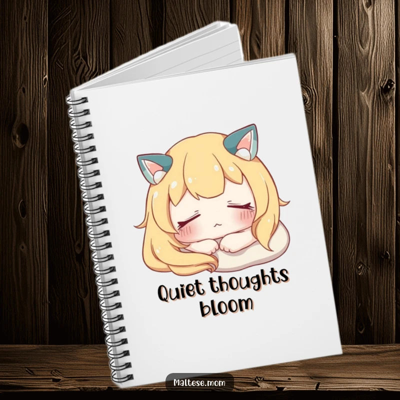 Funny Notebook with a character resting peacefully with eyes softly closed, perfect for journaling, note-taking, and capturing calm thoughts.
