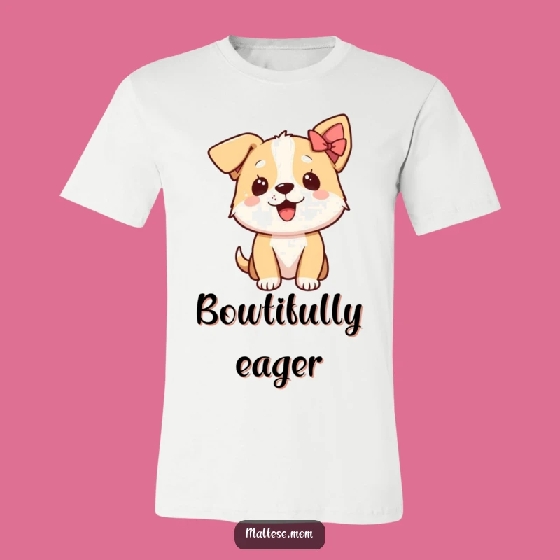 Funny Excited Dog Bow Ear T-Shirt: Comedic Canine Style for Happy Hearts