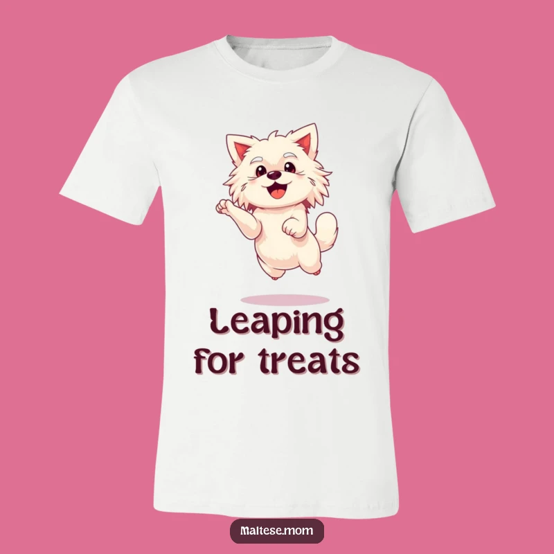Funny Maltese Lady Leap T-Shirt - Enthusiastic & Joyful Dog Tee