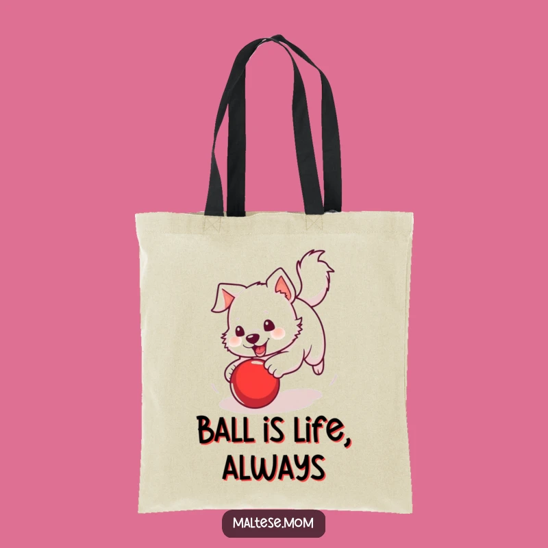 Funny Tote Bag: Dog Chasing Ball, Playful Accessory, Active Pet Gift