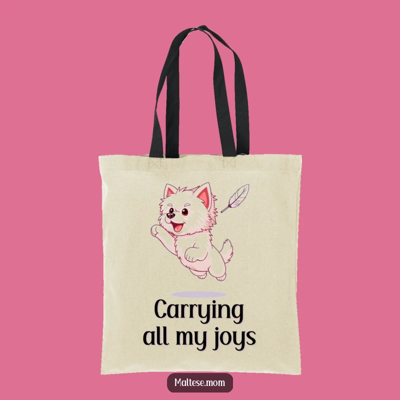 Funny Maltese Puppy Feather Tote Bag - Comical & Cute Dog Accessory