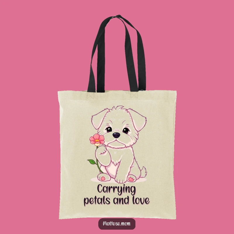 Funny Maltese Puppy Flower Tote Bag - Comical & Charming Dog Accessory