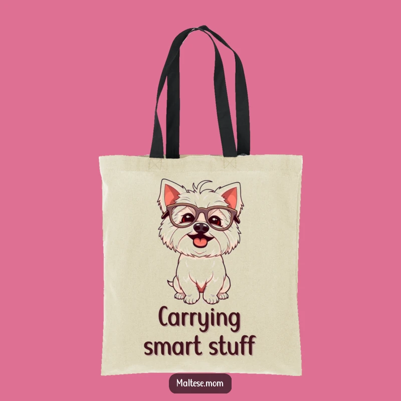 Funny Maltese Glasses Tote Bag: Silly Pooch Carry-All