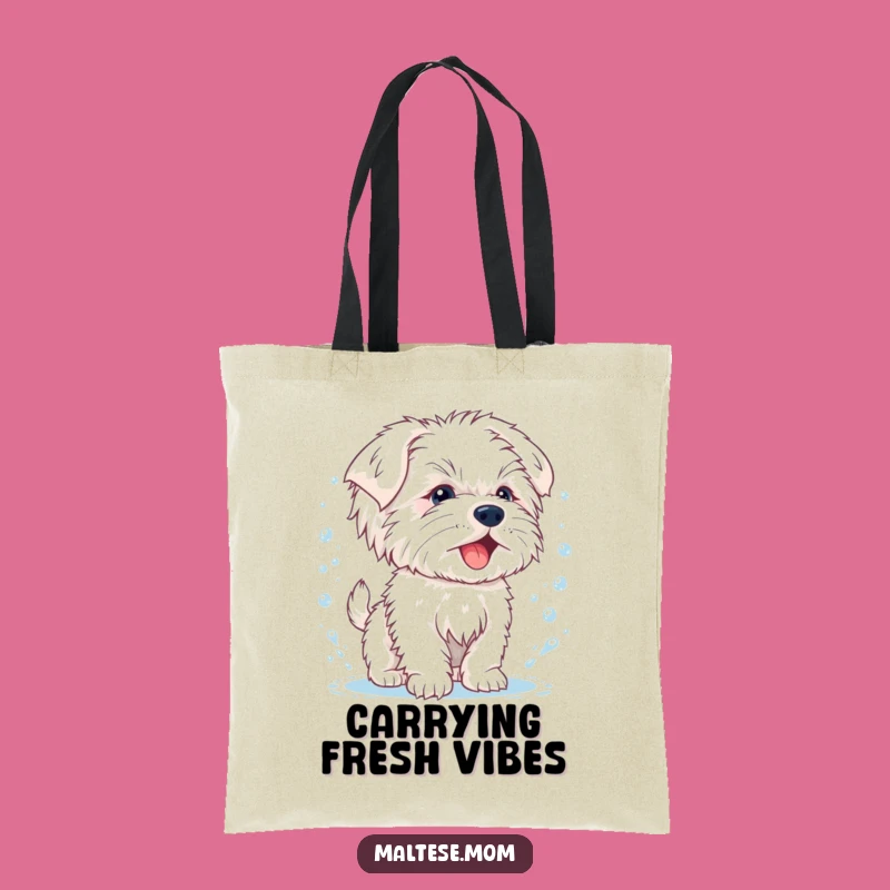 Funny Maltese Puppy Tote Bag, Splashy Shake-Off Accessory