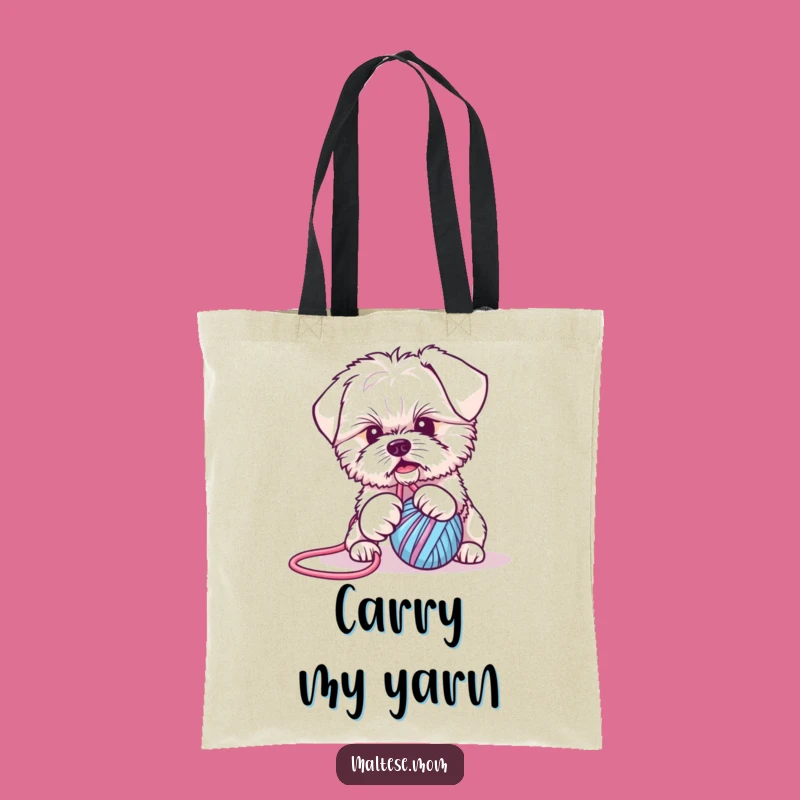 Funny Maltese Puppy Yarn Ball Tug Tote Bag - Adorable & Practical Gift!