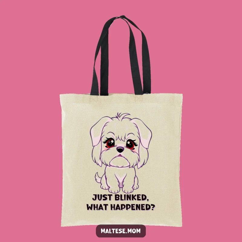 Funny Maltese Dog Tote Bag: Sweet Blink Design, Practical and Hilarious Gift Idea