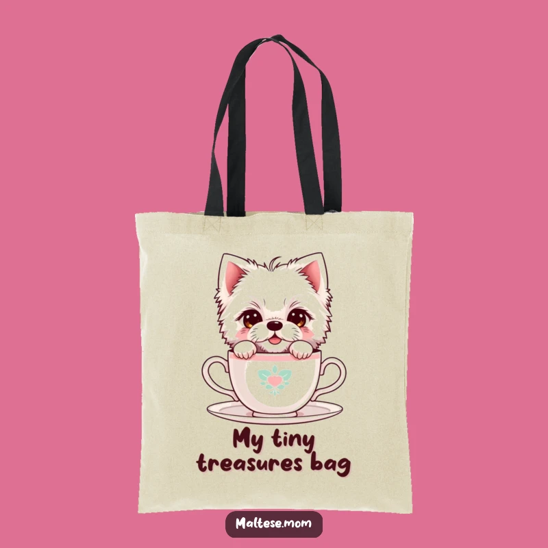 Funny Shy Maltese Teacup Tote Bag: Carry Your Sweetness Everywhere!