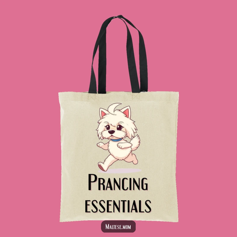 Funny Maltese Prancing Tote Bag - Durable & Playful Dog Accessory